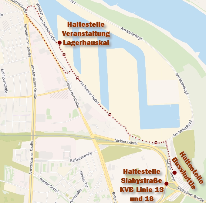 Buslaufplan Busshuttle Slabystraße, Lagerhauskai